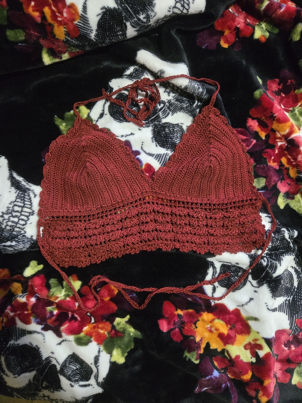 Rust Red Crochet Crop Top Sz S/M
